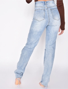 Nuevo estilo azul suelto Vintage moda femenina rasgada <span class=keywords><strong>Jeans</strong></span> para damas Baggy <span class=keywords><strong>Mom</strong></span> <span class=keywords><strong>Jeans</strong></span> pantalones para mujeres - Product Image 6