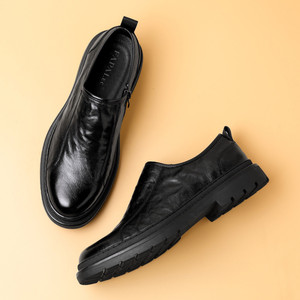 FAPALEC Mocassins en cuir véritable pour hommes, bout rond, à enfiler, chaussures formelles, pour le bureau, les affaires, confortables, respirantes, absorbant les chocs - Product Image 2