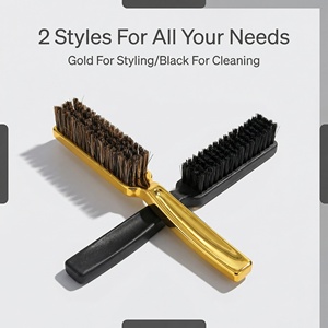Brosse à cheveux professionnelle de haute qualité avec manche plaqué or et poils de sanglier doux pour le nettoyage des cheveux, accessoires pour salon de coiffure professionnel - Product Image 1