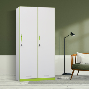 ตู้เสื้อผ้าเหล็ก2ประตูสีขาวสีเขียวปรับได้สำหรับสำนักงานโรงเรียนยิมสนามกีฬา-สำหรับห้องนอนพนักงาน almirah - Product Image 3