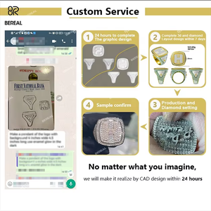 แหวนรูปนกอินทรีสไตล์ฮิปฮอปประดับเพชร VVS ผลิตในห้องแล็บสำหรับผู้ชาย ได้รับการรับรองจาก IGI เพชรทรงลูกแพร์ CVD เพชรเลี้ยงในห้องแล็บ ประดับเพชรเต็มวง แหวนตัวอักษร เครื่องประดับ - Product Image 4