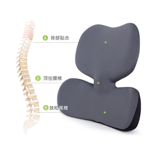 Cojín de Soporte Lumbar Ergonómico en Forma de Mariposa con Correas Ajustables, Cojín de Respaldo <span class=keywords><strong>para</strong></span> <span class=keywords><strong>Silla</strong></span> de Oficina, Espuma Viscoelástica, Extraíble y Lavable - Product Image 2