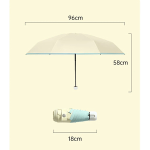 Paraguas de viaje plegable 8 costillas Mini bolsillo compacto lluvia sol paraguas a prueba de viento a prueba de lluvia con cápsula para la vida diaria UPF 50 - Product Image 2