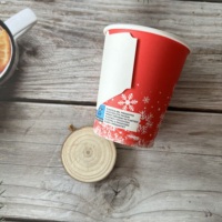 Nouvelle tasse jetable à poignée simple couche, motif Noël rouge, sapin, bonhomme de neige, hiver