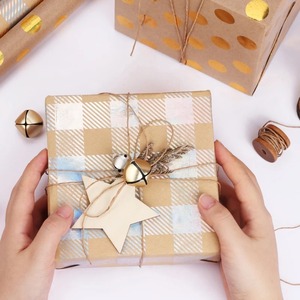 Custom Double-Sided Recyclable PE Coated Kraft <b>Paper</b> Roll <b>Leaf</b> Pattern Digital Printing Compatible Eco-Friendly Gift Packaging - Product Image 3