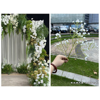 Nouvelles fleurs artificielles vertes style sauvage pour mariage avec herbe d'asperge, fleurs artificielles blanches et vertes pour arche de mariage et allée centrale