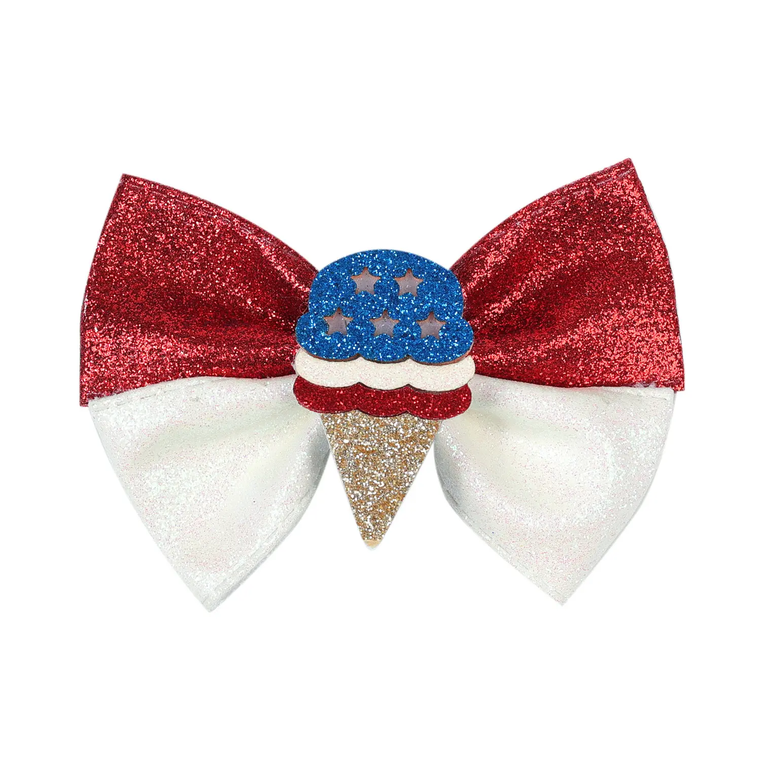 Hippo Kids 4th of July phụ kiện cầu vồng Ice-cream Bow Clip Phụ kiện tóc cô gái sẵn sàng để tàu