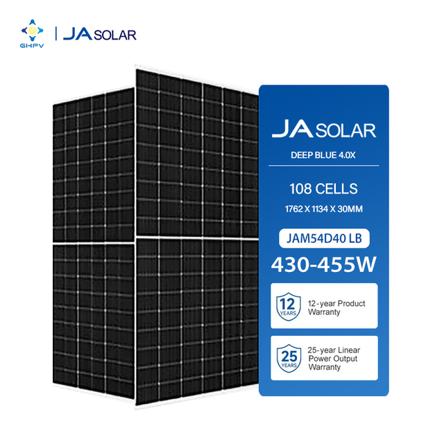 European Stock JA Solar 182mm Monofacial Solar Modules JAM54D40 LB 430W 435W 440W 445W 450W 455W Photovoltaic Solar Panels