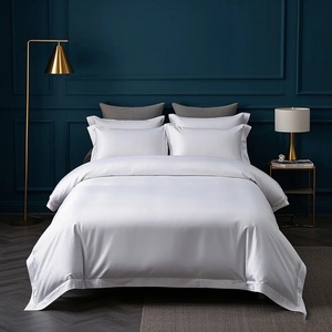 Set di Biancheria da Letto di Lusso 5 Stelle 100% Cotone Tessuto, Misura King Size per Hotel, con Federe, 300TC, <span class=keywords><strong>Lenzuola</strong></span> Bianche Ecologiche - Product Image 3