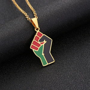 African Fist <strong>Symbol</strong> <strong>National</strong> Map <strong>Flag</strong> Waterproof Stainless Steel Fashion Jewelry Necklaces Pendant Wholesale for Women Men