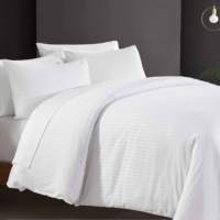 Linge de Lit de Luxe à Rayures 3 cm, Parure de Lit Housse de Couette Blanche 100 % Coton, Fournitures Modernes pour Maison et Hôtellerie