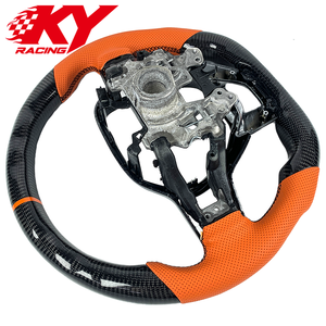 Volant sport racing personnalisé en fibre de carbone et cuir orange pour Honda Civic 11ème génération, Accord, CRV, Type R, Acura Integra - Product Image 3