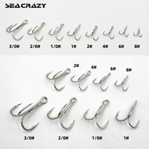SEACRAZY Acier à haute teneur en carbone 8 #   <span class=keywords><strong>Hameçon</strong></span> triple 3/0 brillant à écailles de poisson, antidérapant, <span class=keywords><strong>pour</strong></span> <span class=keywords><strong>la</strong></span> pêche à <span class=keywords><strong>la</strong></span> traîne de gros gibier, modèle <span class=keywords><strong>pour</strong></span> <span class=keywords><strong>la</strong></span> perche - Product Image 5