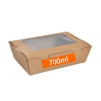 Boîte d'emballage alimentaire jetable multi-compartiments en papier kraft écologique de 700 ml, personnalisable OEM, pour sushis, snacks et plus