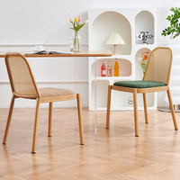 Ensemble de chaises de salle à manger en rotin tressé de style nordique, sans accoudoirs, non pivotantes, avec assise rembourrée, pour extérieur, balcon, maison, restaurant, maison d'hôtes