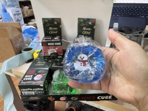 Christmas Squishy Cube Fidget Santa Snowman Tree Transparent Stress Relief Squeeze Cube Xmas Party Sensory Toy <b>Gift</b> for Kids - Product Image 4