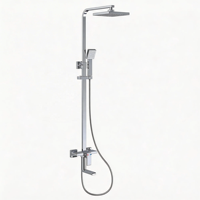 Juego de ducha termostática cromado, sistema de ducha de lluvia de cobre para baño, barra deslizante, manija de aleación de zinc, chorro de masaje montado en la pared