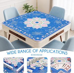 Tapis de <span class=keywords><strong>Mahjong</strong></span> Premium Bleu Roulé avec Sac de Transport, Surface Multi-Jeu pour Cartes de Poker et Jeux de Société, Conception Anti-Plis - Product Image 6