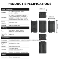 Terminal de Commande Robuste Personnalisable avec E/S, Écran 15,6 Pouces, Station de Travail Portable sur Chariot, Noir, 2 Ports COM RS485, Scellé IP65