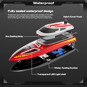 V003 2.4GHz High Speed RC Racing Boat 30km/h Self-Righting Water Cooling Remote Control Speedboat with LED <b>Light</b> - Product Image 4