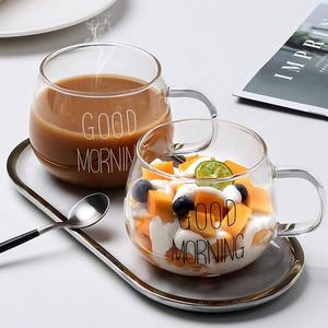 Taza de vidrio transparente personalizada de fábrica Taza de vidrio de café de jugo de leche de desayuno de alto borosilicato de gran capacidad - Product Image 5