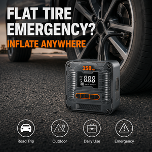 Portable Tire Inflator 150PSI Digital <b>Car</b> Air Compressor Pump With LED Light For Vehicle Emergency Tire <b>Inflation</b> - Product Image 2