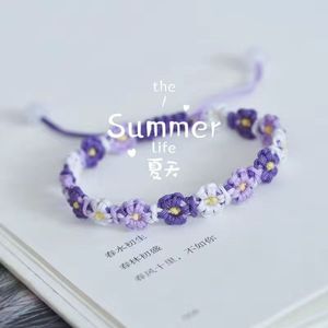 Boho Adjustable Macrame Floral String <b>Bracelet</b> Handmade Pastel Daisy Flower Braided <b>Bracelet</b> - Product Image 4