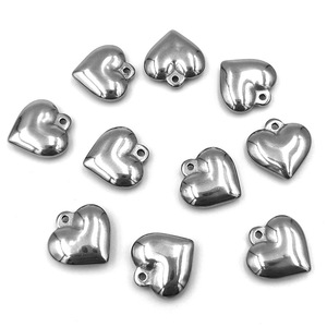 Stainless Steel Heart Pendant 12mm For <b>Bracelet</b> Making Jewelry Findings Component H1067 - Product Image 1