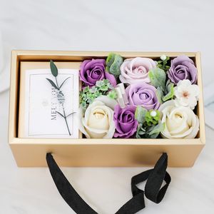 Regalo de boda Set cumpleaños artificiales de Rose la cabeza Rosa jabón de la flor con tarjeta de felicitación - Product Image 3