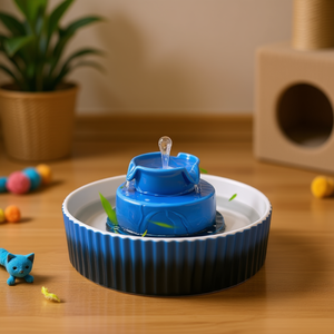 Fontaine à eau pour chat en céramique, design cupcake, 2,1 L, réutilisable, pour comptoir, accessoire pour animaux de compagnie - Product Image 2