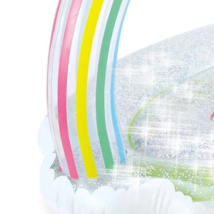 Fauteuil gonflable double translucide à paillettes arc-en-ciel en PVC pour plage extérieure, lit flottant gonflable en forme d'arche arc-en-ciel - Product Image 3