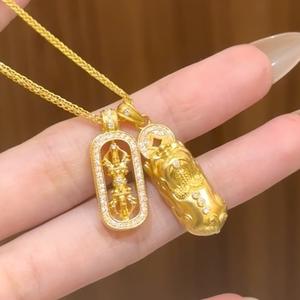 Collar de duendecillo de diamante giratorio chapado en oro de estilo chino para hombres ricos atraer feng shui moneda collar de duendecillo amuleto - Product Image 2