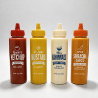 Bouteille souple à large ouverture pour beurre de cacahuète, sauce, miel, sirop, huile d'olive, 250ml, 350ml, 500ml, 1000ml, à inverser