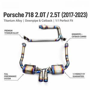 Titan-Legierung Downpipe Auspuffanlage+Catback Auspuffsystem für Porsche 718 2.0T 2.5T 2017-2023 Komplettes Auspuffsystem 100% Passgenau - Product Image 1