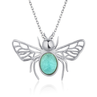Pendentifs de bijouterie fine avec plaqué or 18 carats, argent sterling 925, abeille, pierre précieuse amazonite naturelle pour femmes