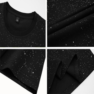 เสื้อยืดโอเวอร์ไซส์ผ้าฝ้ายถักเนื้อหนา 100% สำหรับผู้ชาย ประดับเพชร สไตล์สตรีทแวร์ ขายส่ง - Product Image 2