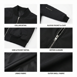 เสื้อโค้ททรงบ็อกซี่แบบครอปสำหรับผู้ชาย แฟชั่นฤดูหนาว โลโก้สั่งทำได้ กันน้ำ คอตั้ง แจ็คเก็ตบอมเบอร์ ปิดซิป สไตล์ลำลองสำหรับฤดูใบไม้ร่วง - Product Image 3