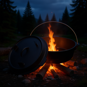 Marmite en fonte pré-assaisonnée Db avec couvercle pour cuisson au camping, au foyer et en extérieur, pot profond de 12 pouces, pour cuisson et ragoûts - Product Image 2