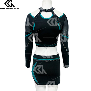 Uniformes de Animadoras con Pedrería Brillante, <span class=keywords><strong>Vestidos</strong></span> con Logotipo del Equipo <span class=keywords><strong>para</strong></span> Animadoras - Product Image 4