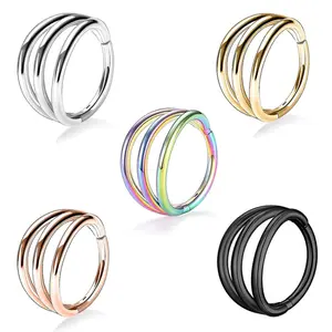 Wholesales Piercing Double Segment Ring Gold Plated Stainless Steel Hoop Nose Rings to My Daughter