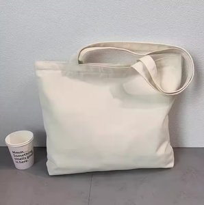 Sac bandoulière de shopping personnalisé en toile de coton grande capacité, durable, couleur unie, fermeture éclair, longue poignée - Product Image 4