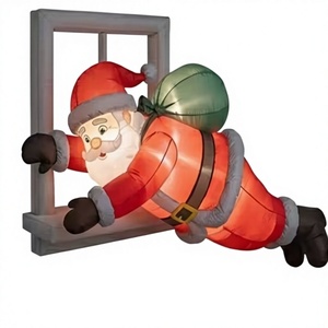 Père Noël gonflable en polyester imperméable avec souffleur intégré pour la décoration de jardin extérieur et de cour en période des fêtes - Product Image 1