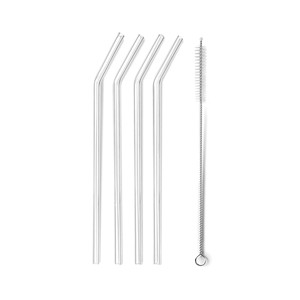 Ensemble de 4 pailles à boire en verre avec brosse de nettoyage, réutilisables et pliables pour les boissons froides - Product Image 1