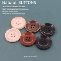 Kancing Corozo (Kelapa) Alami Ramah Lingkungan Berkualitas Tinggi 4 Lubang Kayu untuk Kemeja Jas Mantel 15mm 20mm Kancing Tanduk Pipih Lebar