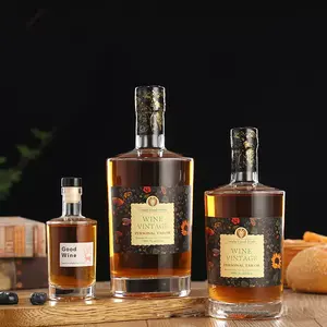 Bouteille de vin scellée en verre avec bouchon en liège, flacons de whisky, 100ml, 500ml et 750ml, bon marché, vente en gros, livraison gratuite