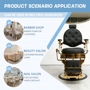 Silla de Peluquería Hidráulica XFMC Glamorous para Hombre, Silla de Barbero Reclinable de Alta Resistencia en Negro y Dorado - Product Image 5