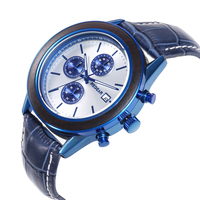 Montre Citizen de luxe sportive et vintage, multifonction à quartz, avec trois petits cadrans, bracelet en acier inoxydable et cuir, cadran en verre