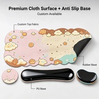 Tapis de Souris Grand Format en Caoutchouc Naturel à Bords Ondulés, Ensemble Cadeau 4-en-1 OEM d'Usine avec Repose-Poignets pour Clavier et Souris, et Sous-Verre, Idéal pour la Vente au Détail