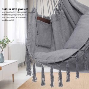 Columpio al aire libre Macramé Patio Jardín Columpio <span class=keywords><strong>Silla</strong></span> Lona Niños Patio Columpio <span class=keywords><strong>Hamaca</strong></span> <span class=keywords><strong>Silla</strong></span> - Product Image 4
