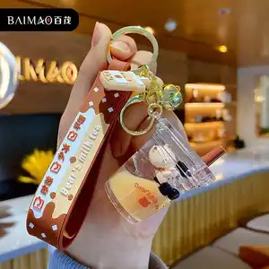 Baimao gấu bé phim hoạt hình bong bóng BOBA trà sữa Acrylic uống nổi cốc dễ thương lỏng Keychain